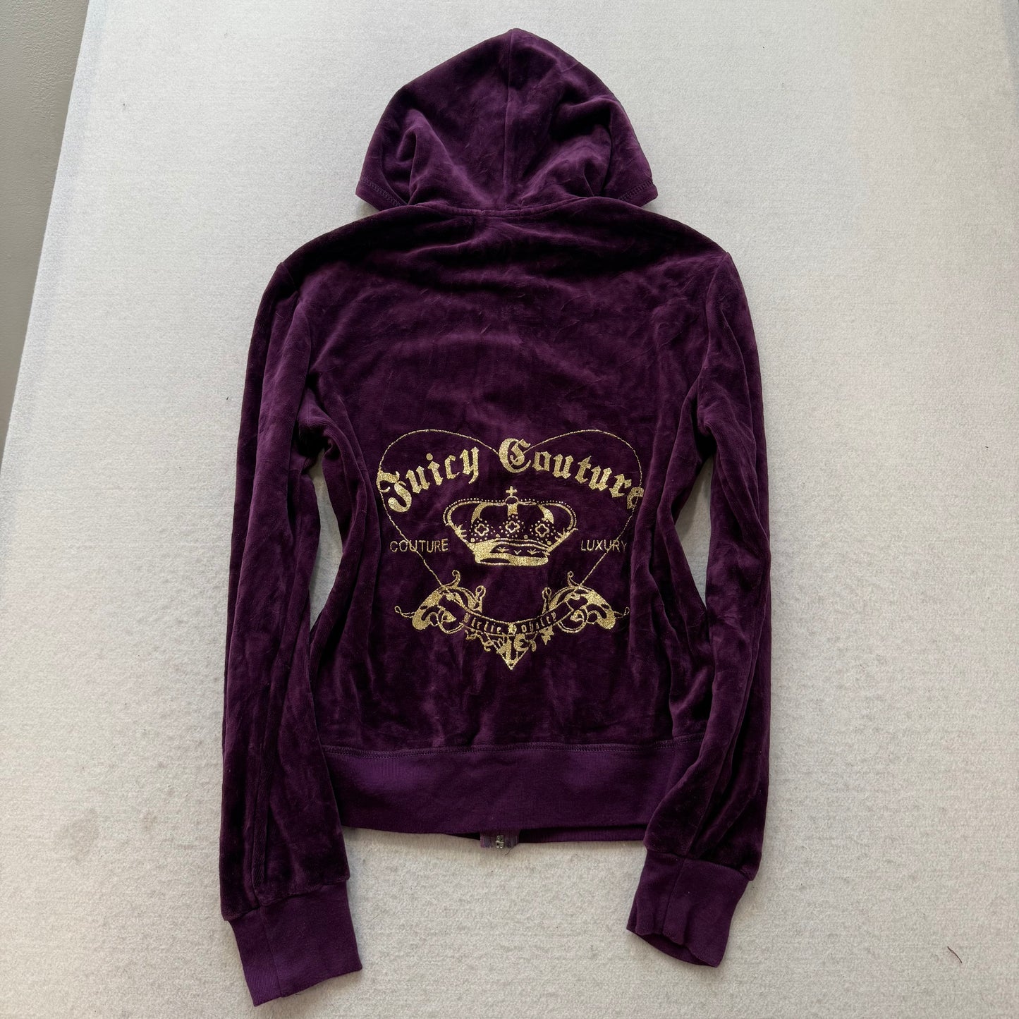 Juicy Couture Women's Deep Purple Zip-Up Hoodie & Pants Tracksuit Set Size L