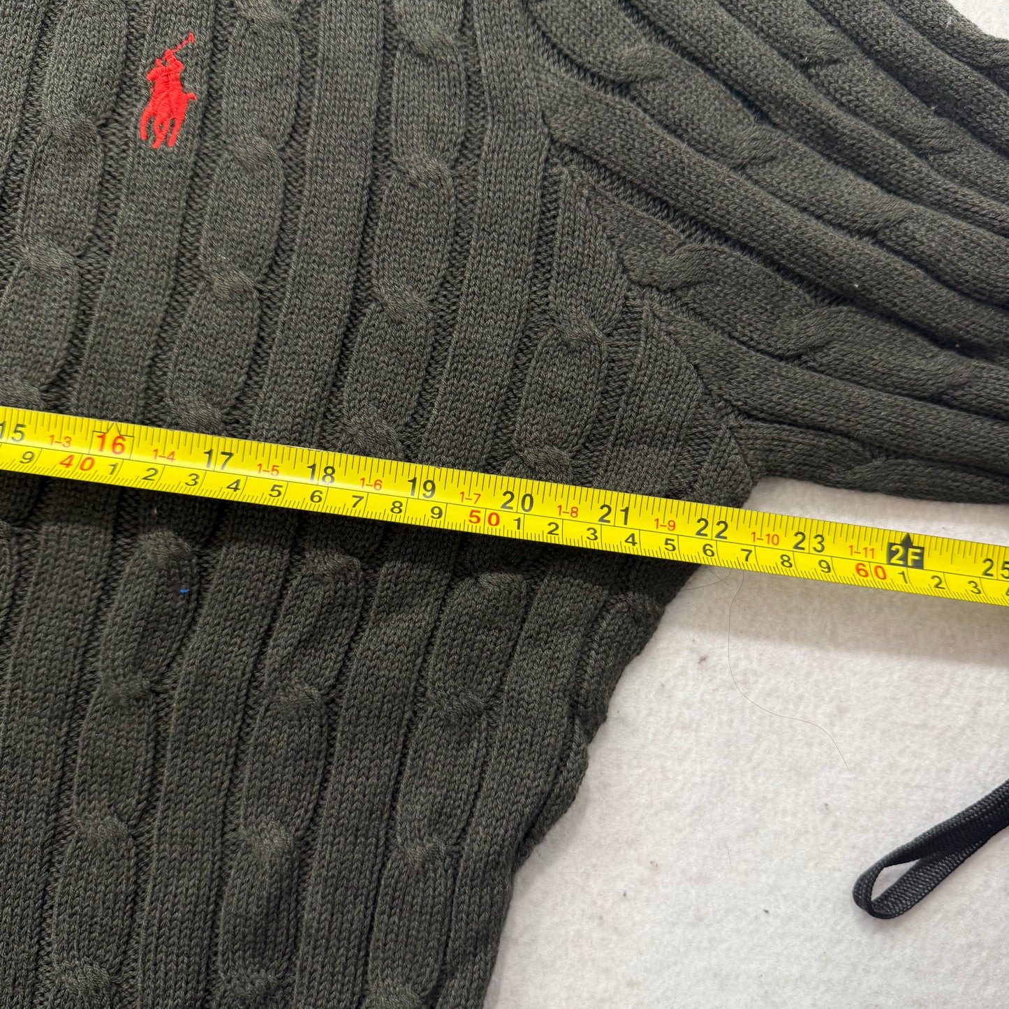 Polo Ralph Lauren Men's Olive Green Cable-Knit Sweater Crewneck Logo Size L NWT