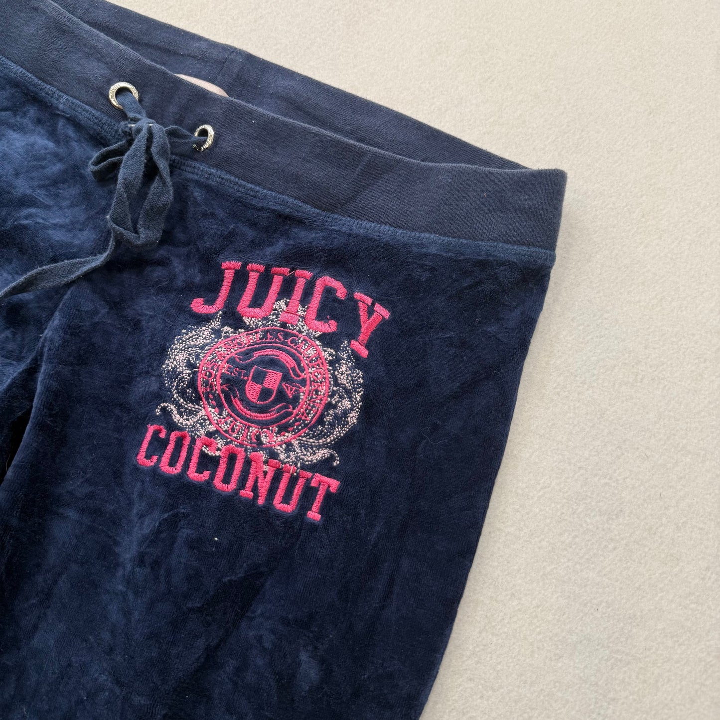 Juicy Couture “Juicy Coconut” Navy Velour Tracksuit Set Hoodie & Pants Size XL