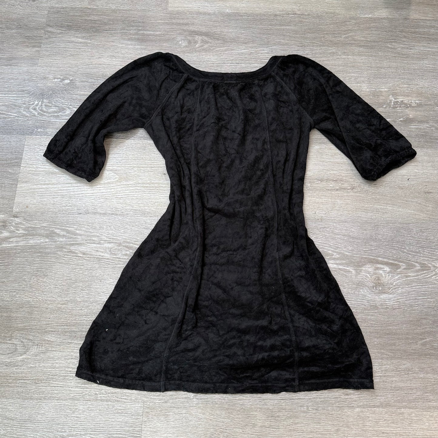 Juicy Couture Women's Black Terry Cloth Zip-Up Mini Dress Lace Loungewear Size P