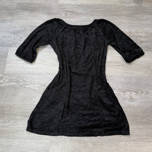 Juicy Couture Women's Black Terry Cloth Zip-Up Mini Dress Lace Loungewear Size P