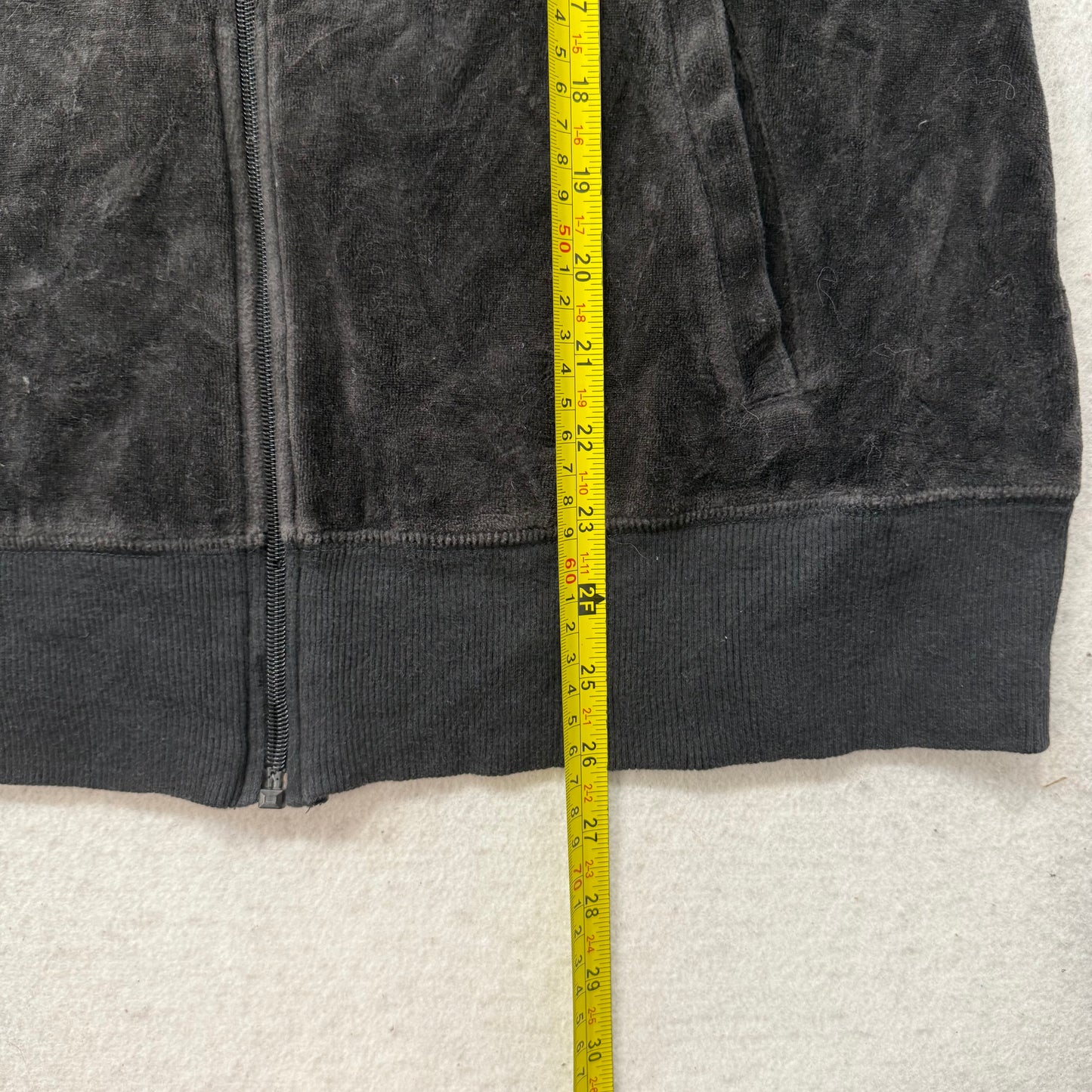 Juicy Couture Black Velour Tracksuit Set Zip Up Jacket & Flared Pants Y2k Size M