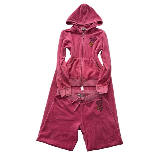 2003 Juicy Couture “Couture Struck” Pink Tracksuit Set Hoodie & Pant Y2k Size 10