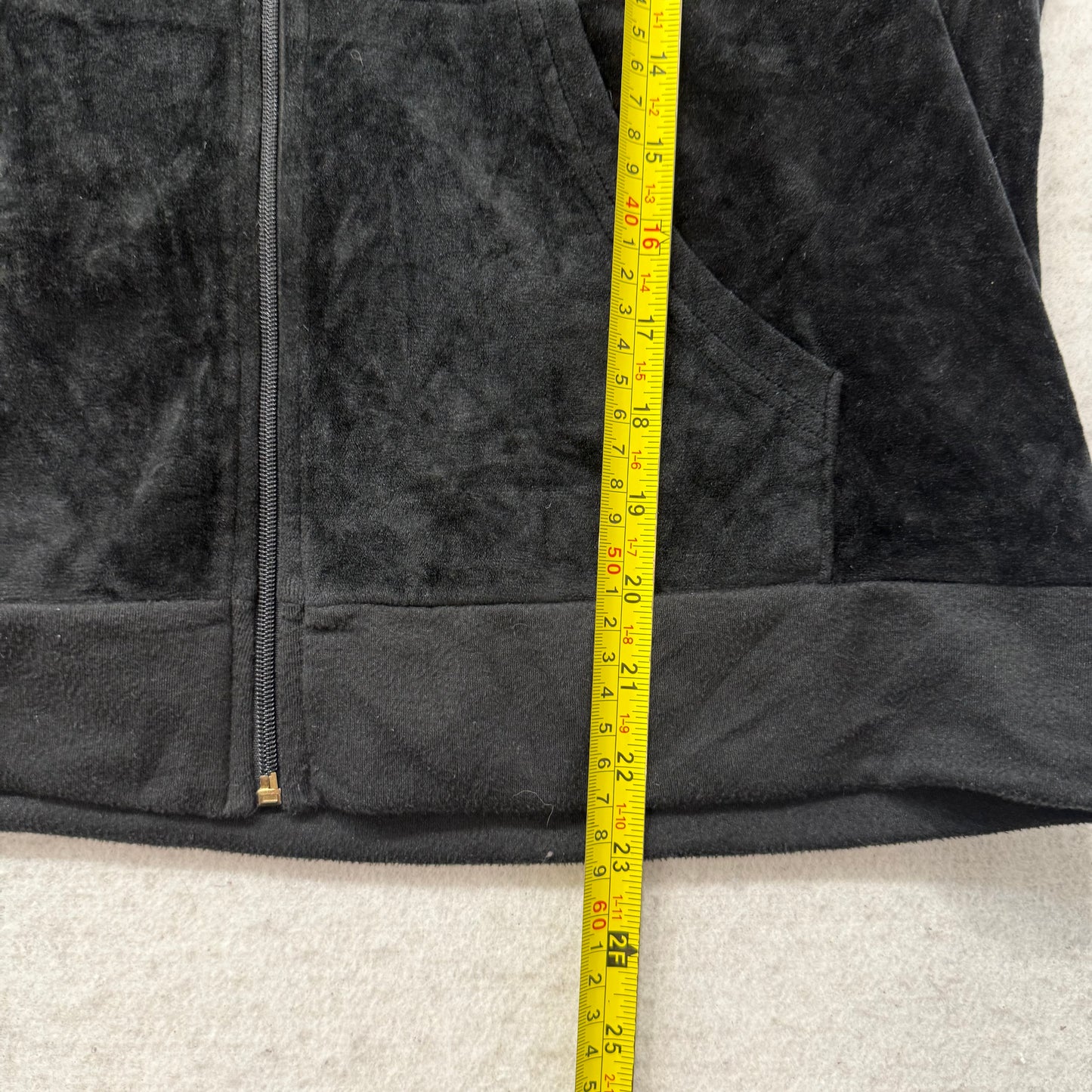 Juicy Couture Women's Black Velour Tracksuit Set Hoodie & Pant Crest Logo Size L