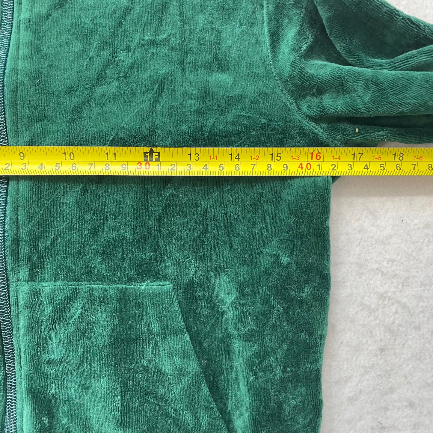 Vintage Juicy Couture Women's Dark Green Velour Zip-Up Hoodie Pockets Y2k Size S