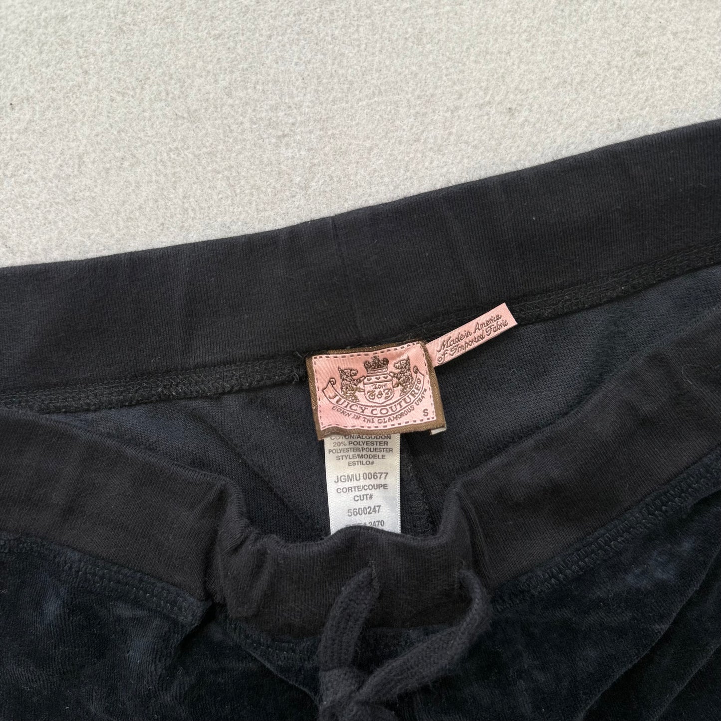 Vintage Juicy Couture Women's Charcoal Velour Flare Track Pant Drawstring Size S