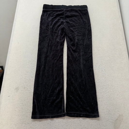 Vintage Juicy Couture Women's Black Velour Flared Track Pant Loungewear Size S