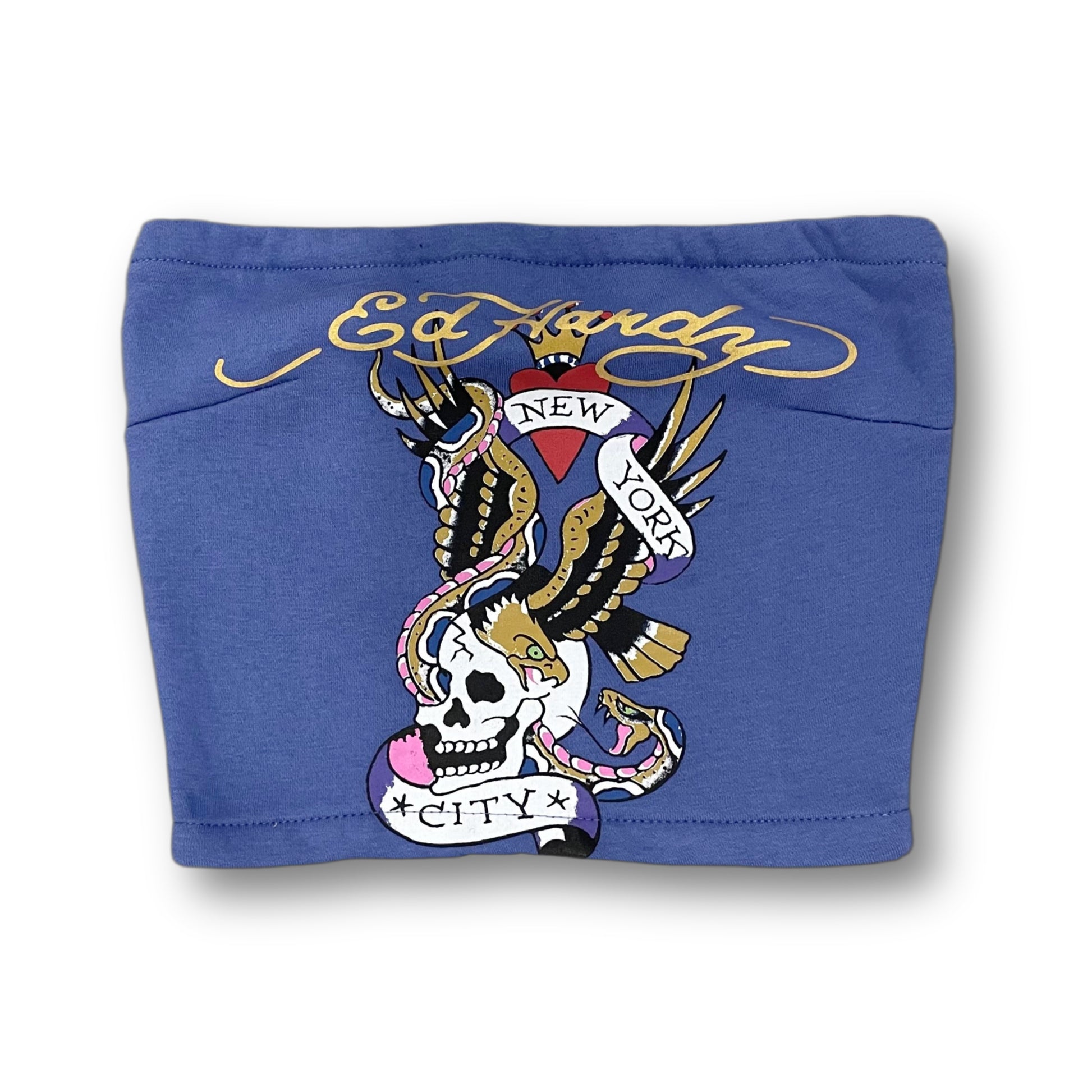 ED HARDY “NYC Skull” BLUE TUBE TOP - Clean Curriculums 