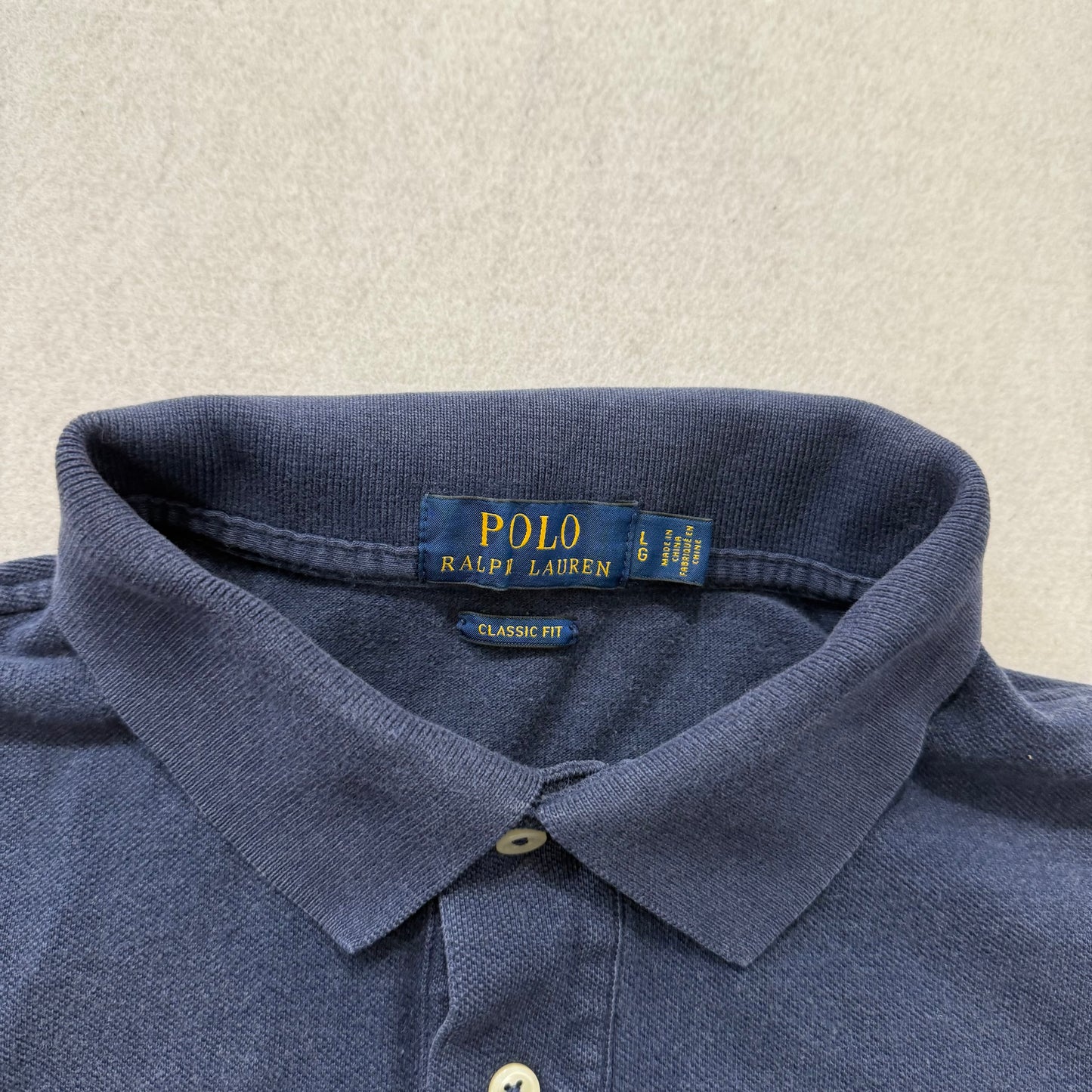 Polo Ralph Lauren Men's Navy Cotton Classic Fit Polo Shirt Short Sleeves Size L