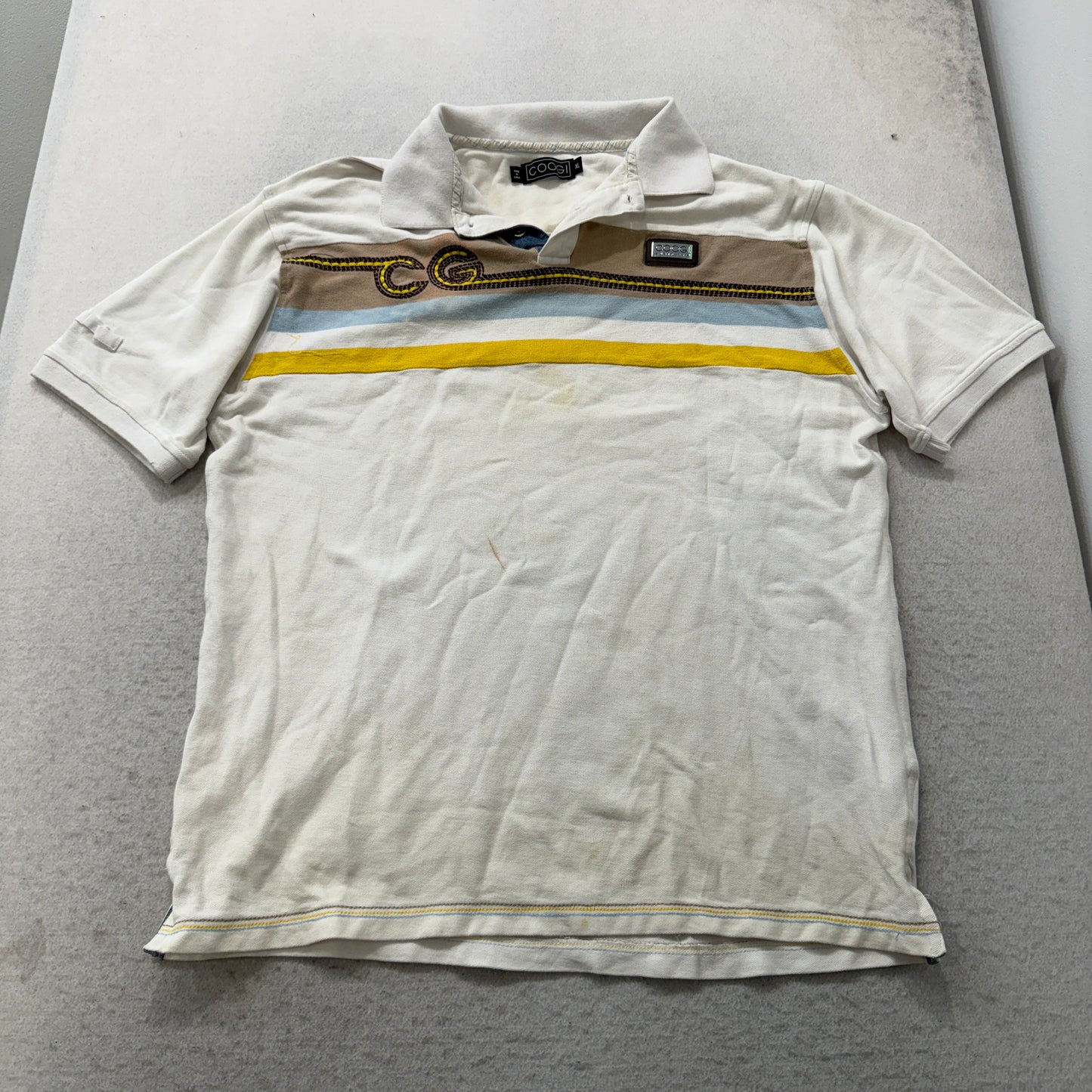 Coogi Australia Men's White Polo Shirt Short Sleeve Pullover Casual Logo Size XL