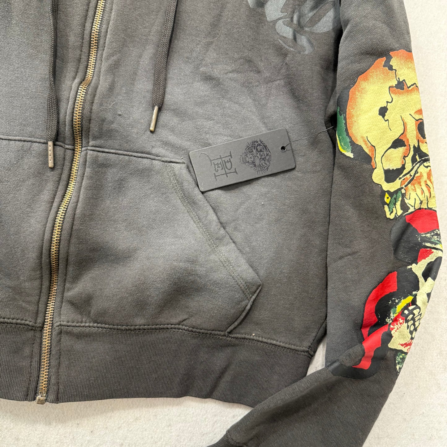 Ed Hardy men’s Black Tracksuit Set Zip-Up Hoodie & Drawstring Pants Size M