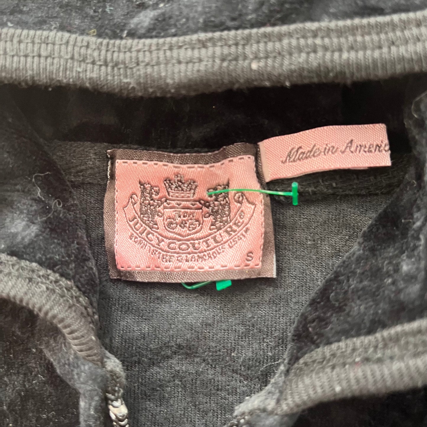 Vintage Juicy Couture "Tree of Life" Women's Black Velour Zip-Up Hoodie Size S