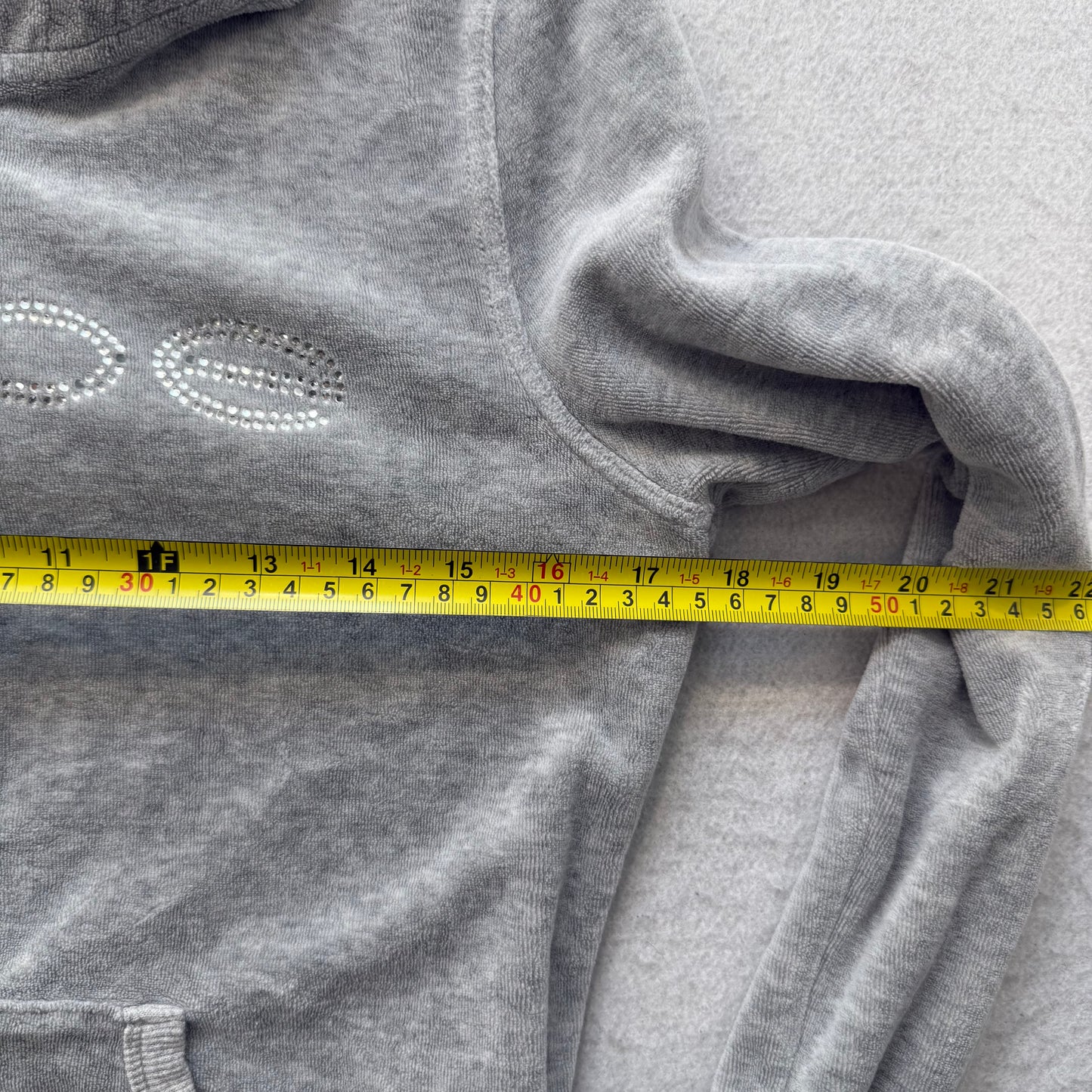 Bebe Women's Gray Velour Full Zip Hoodie Rhinestone Logo Pockets Y2k Size S