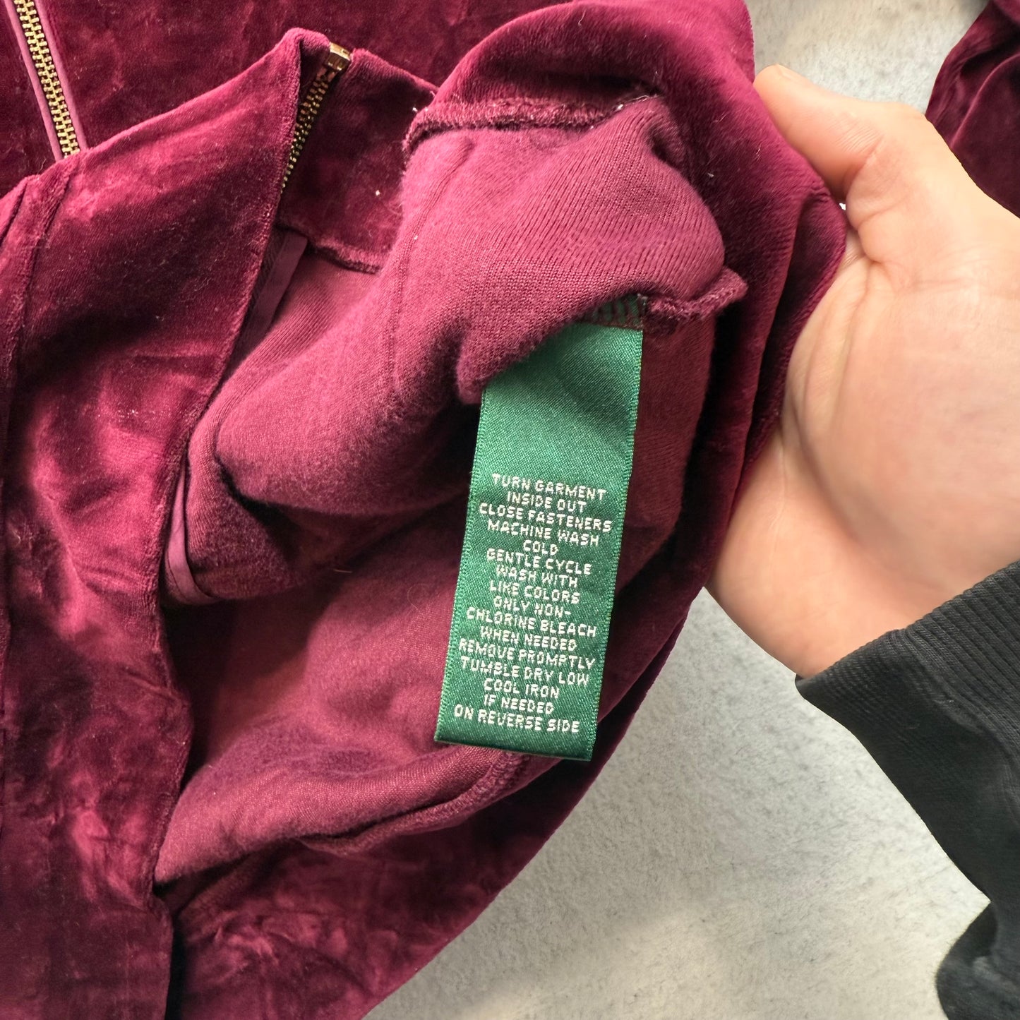 Lauren Ralph Lauren Women's Maroon Zip Up Track Jacket Snap Flap Pockets Size M