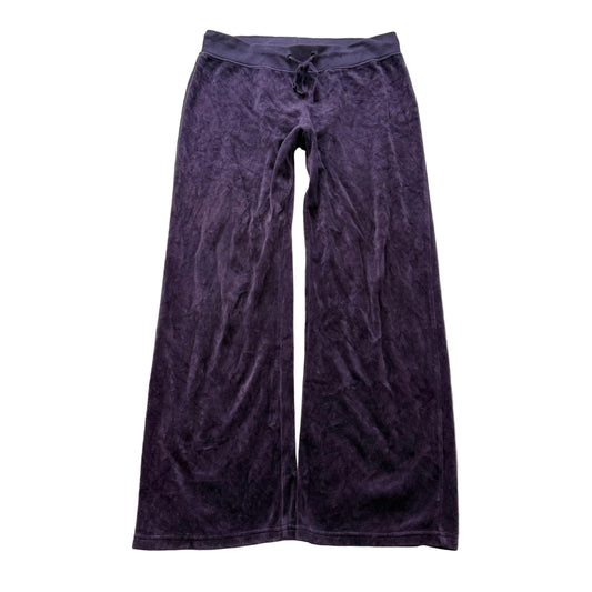 Vintage Juicy Couture Women's Deep Purple Velour Flare Leg Track Pant Y2K Size S