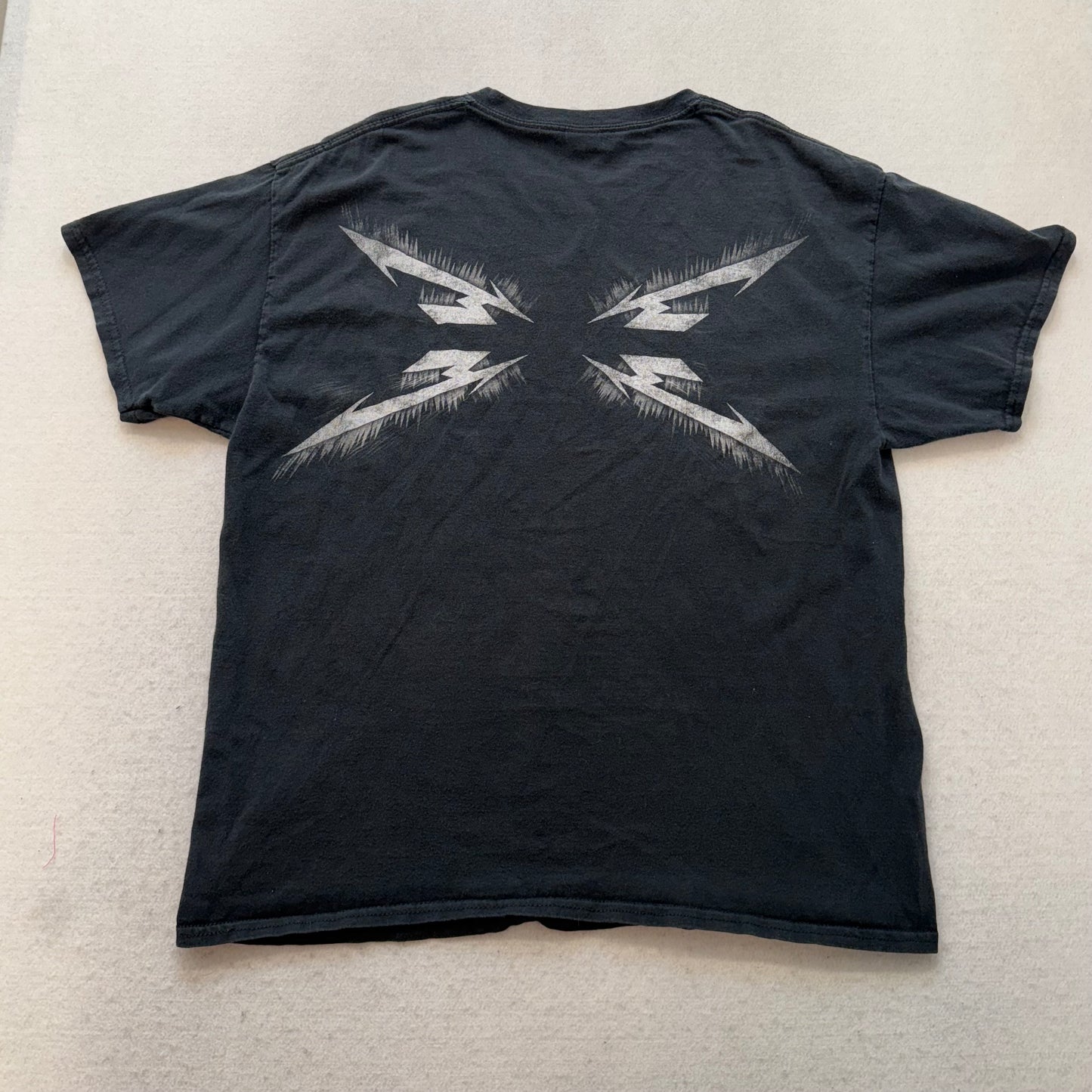 Gildan Men's Black Cotton T-Shirt Short Sleeve Metallica Band Graphic Tee Size L