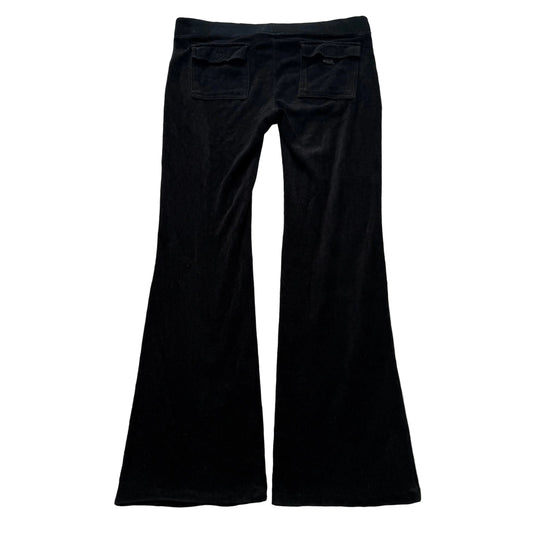 Juicy Couture Women's Black Velour Flared Track Pant Loungewear Pockets Size M