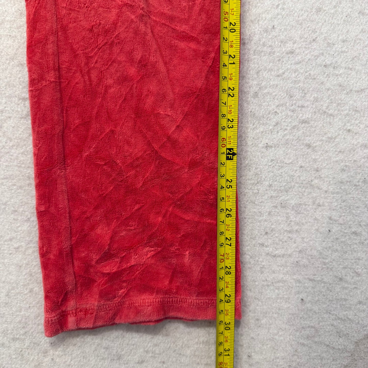 Juicy Couture Women's Cherry Red Velour Flared Track Pant Rhinestone Logo Size 7
