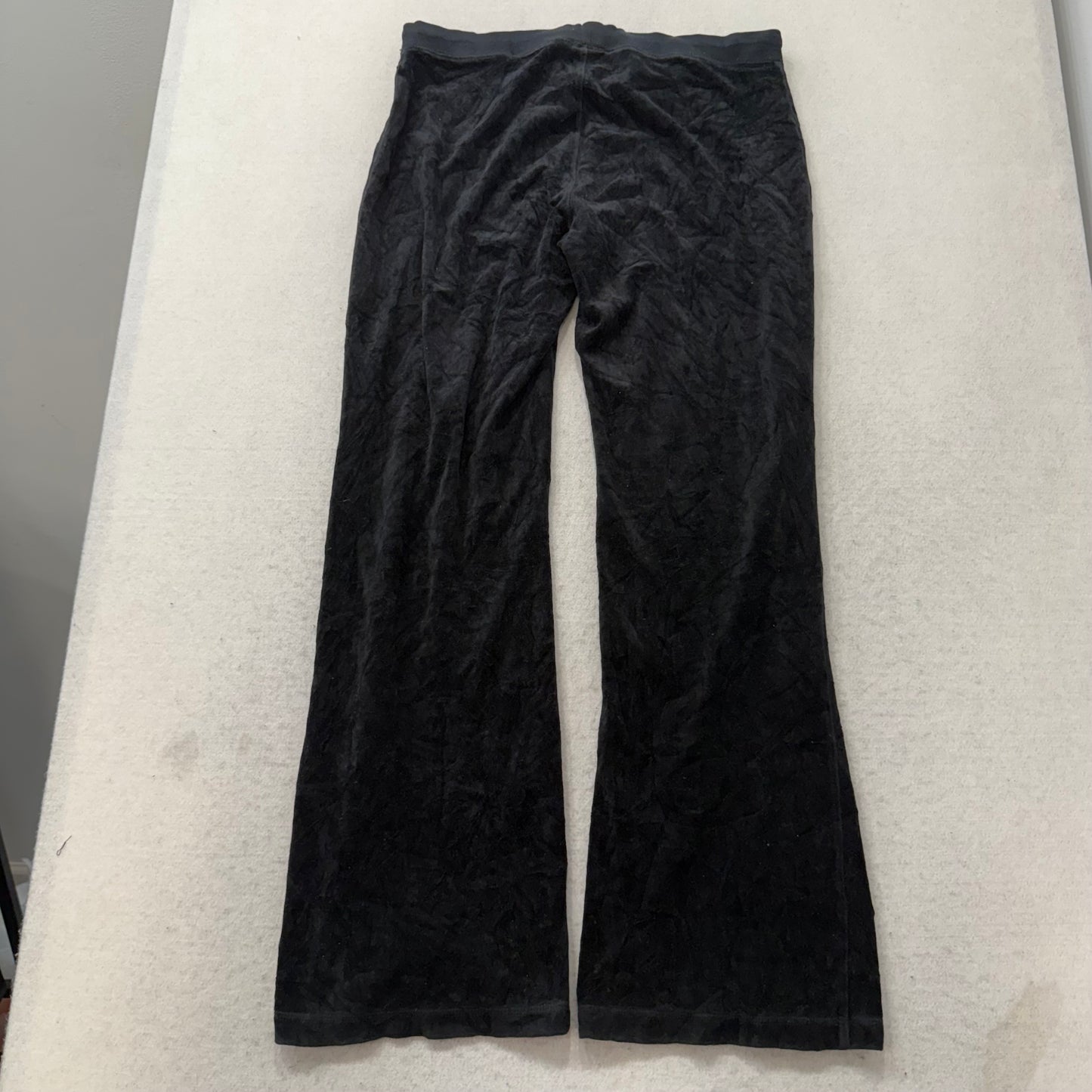 Vintage Juicy Couture Women's Black Velour Flared Track Pant Loungewear Size S