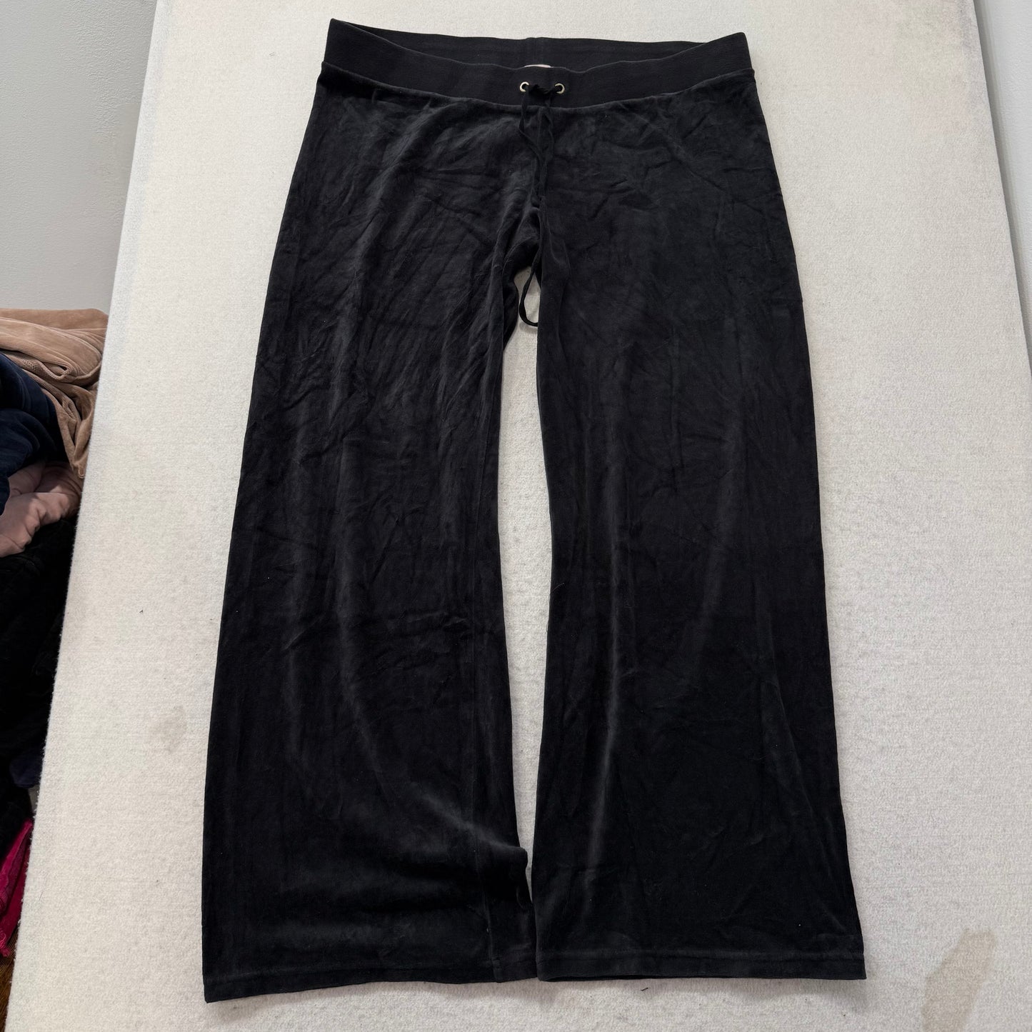 Juicy Couture Women's Black Velour Tracksuit Set Hoodie & Flared Pants Size XL