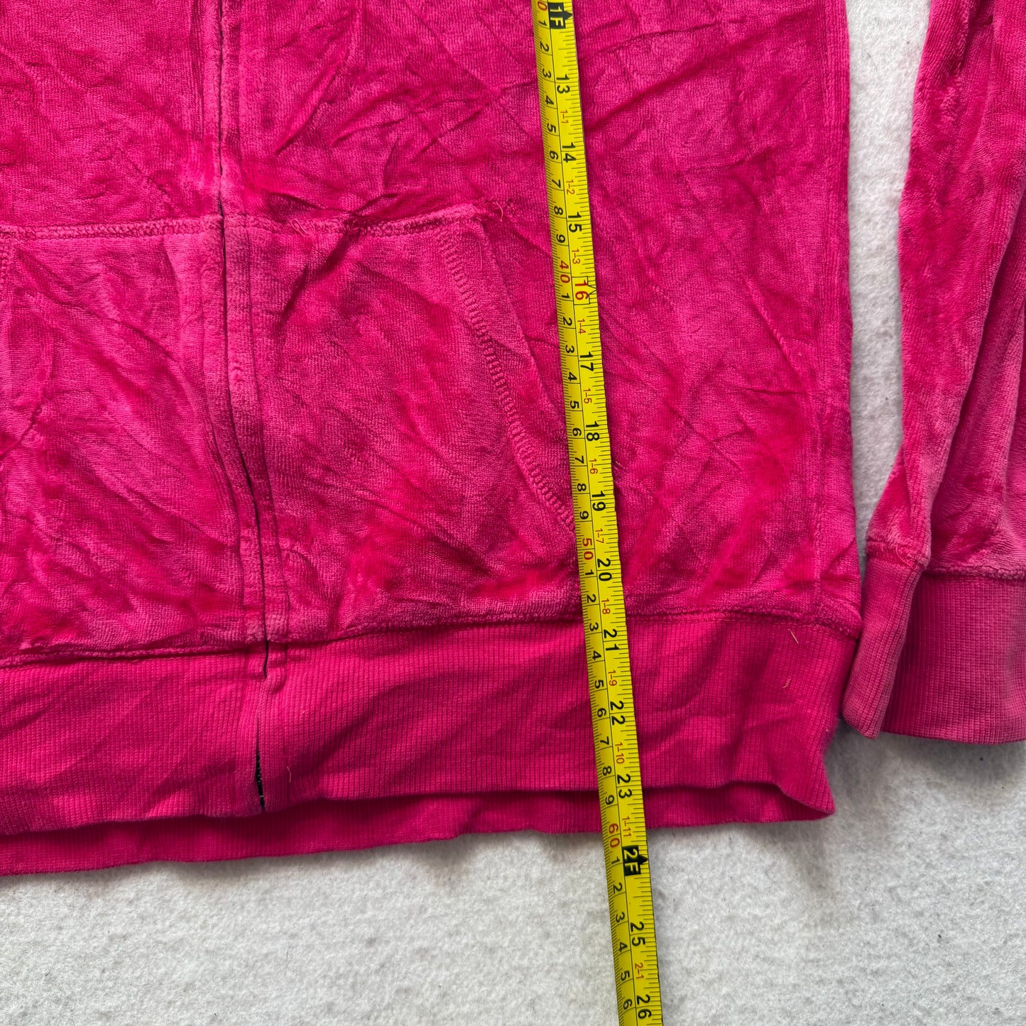 Victoria's Secret PINK Women's Vibrant Pink Velour Zip-Up Hoodie Logo Size M