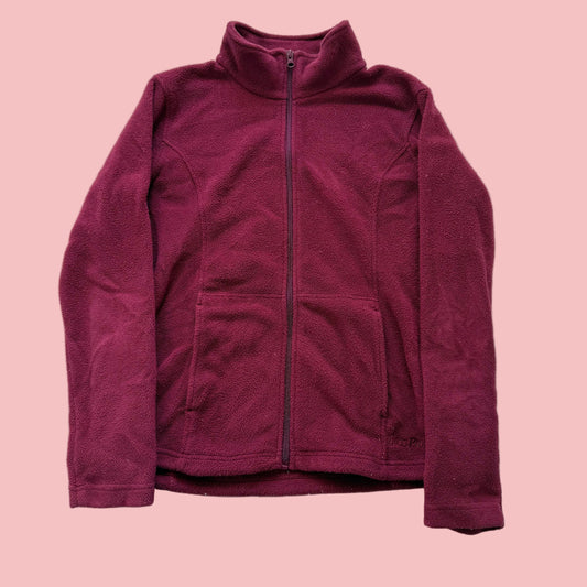 Bass Pro Shops Women's Burgundy Fleece Full Zip Jacket Mock Neck Outdoor Size M