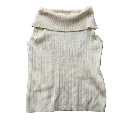 White Stag Women's Off White Cowl Neck Sleeveless Sweater Ribbed Knit Size M
