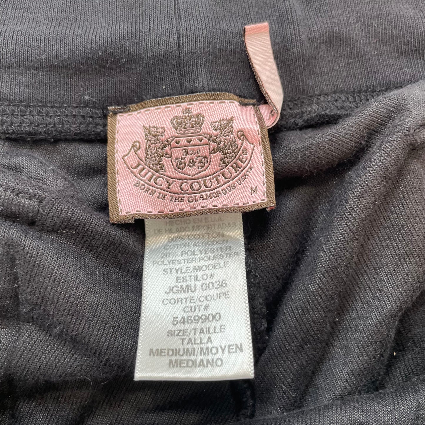 Juicy Couture Womens Black Terry Cloth Capris Pant Drawstring Flap Pocket Size M