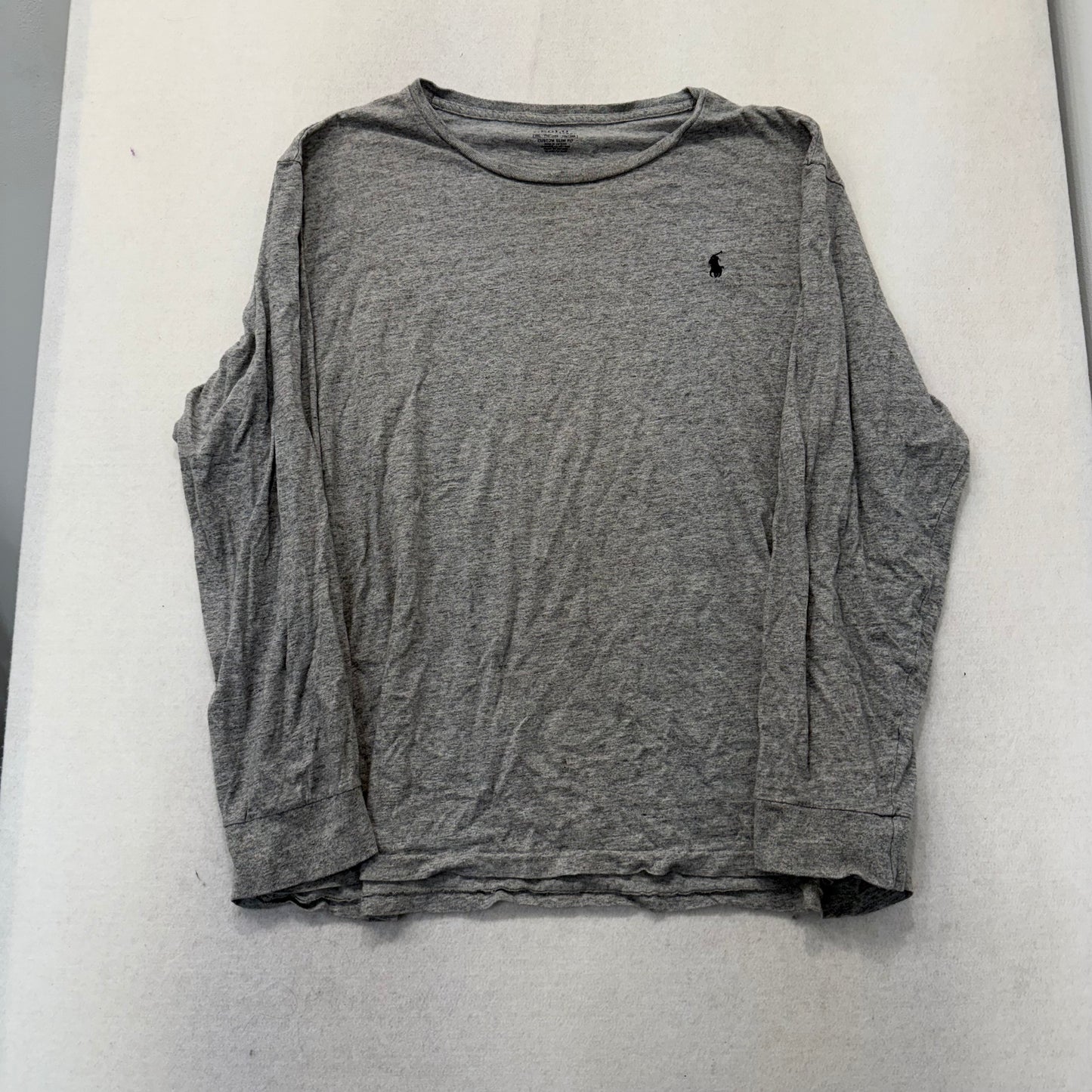 Polo Ralph Lauren Heather Gray Long Sleeve T-Shirt Black Pony Logo Custom Slim Fit