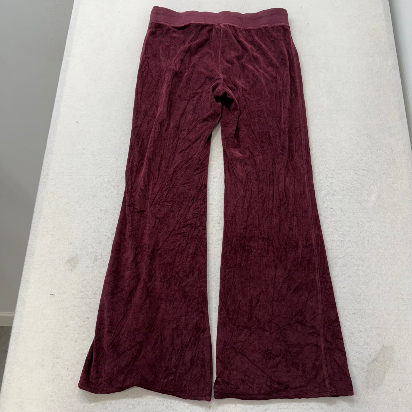 Juicy Couture Women's Maroon Velour Flared Track Pant Loungewear Preppy Size XL