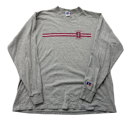 Russell Athletic Stanford Men's Gray T-Shirt Long Sleeve Sportswear Tee Size XL