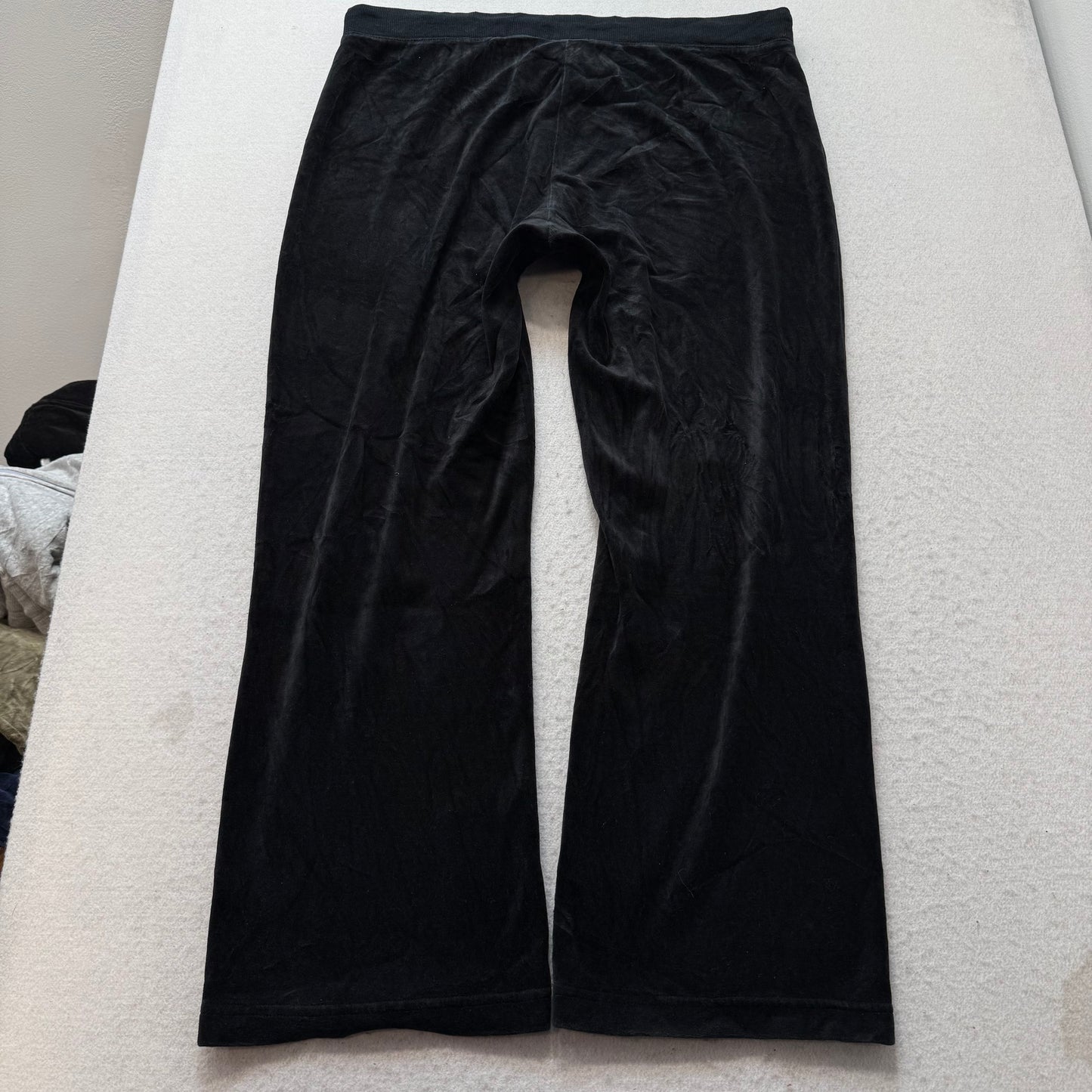 Juicy Couture Black Velour Tracksuit Set Hoodie & Pant Rhinestones Crown Size XL