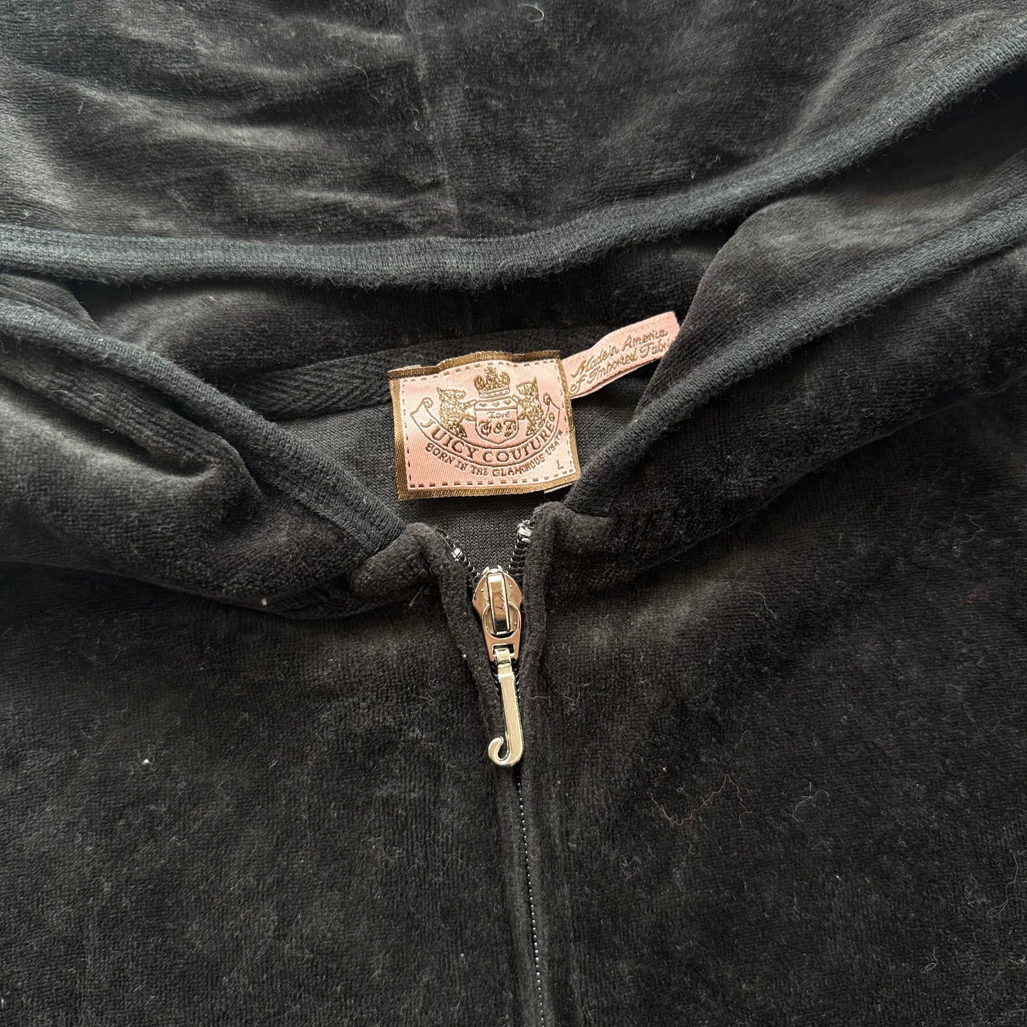 Vintage Juicy Couture Scottie Dogs Women's Black Velour Zip-Up Hoodie Y2k Size L