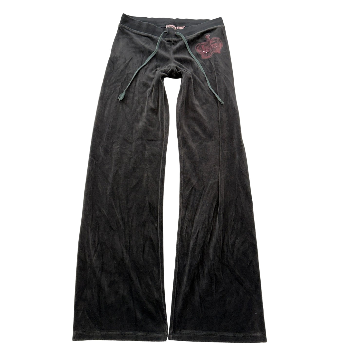 Juicy Couture Women's Charcoal Gray Velour Flared Track Pants Drawstring Size P