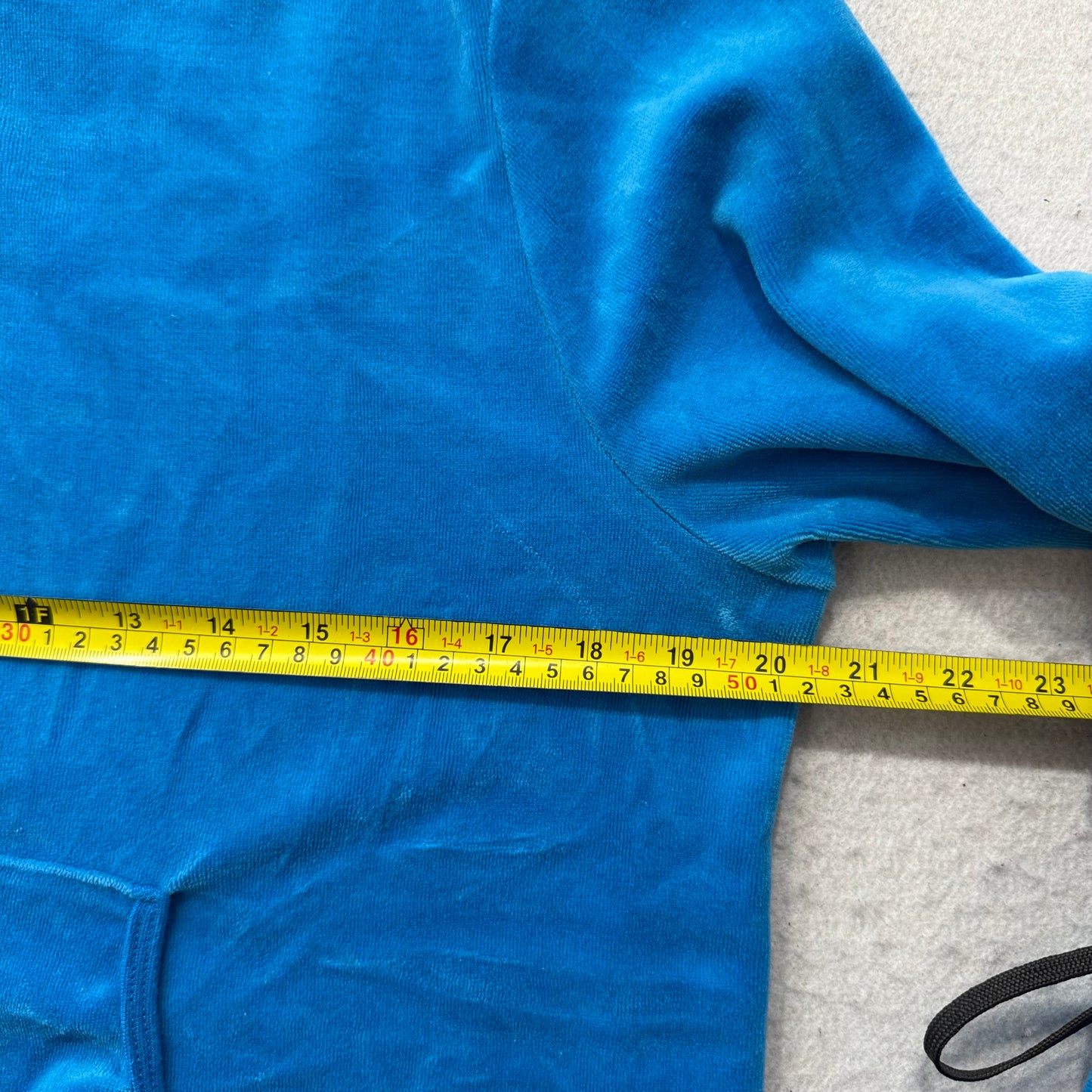 Juicy Couture Womens Cobalt Blue Velour Zip-Up Hoodie Loungewear Pockets Size XL