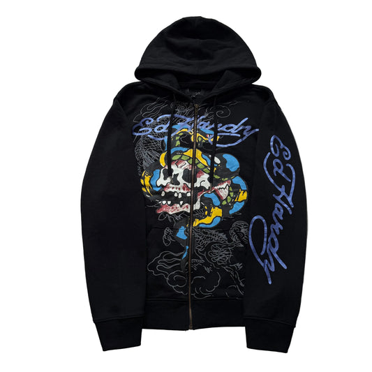 ED HARDY “Skull Snake” BLACK ZIP UP HOODIE