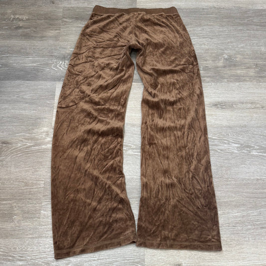 2003 Vintage Juicy Couture Women Brown Velour Flare Track Pant Drawstring Size S