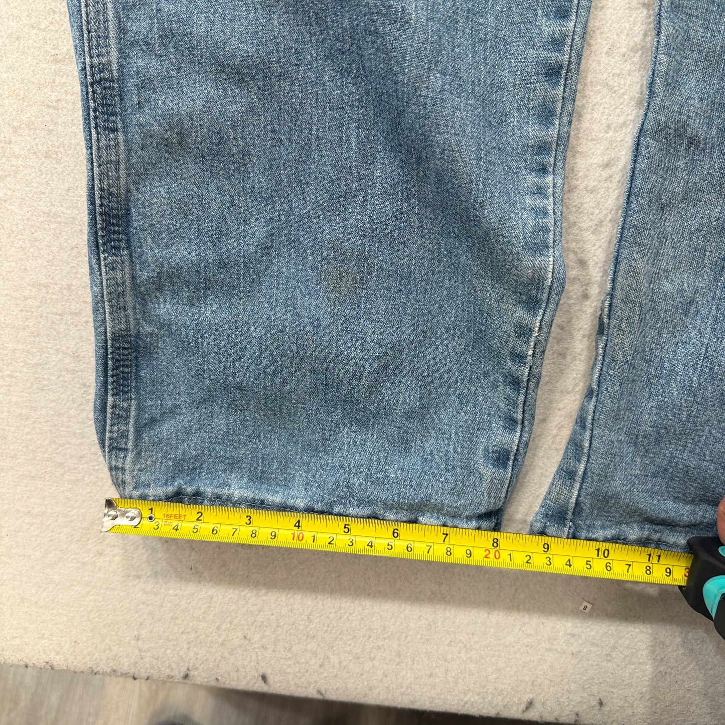 Wrangler Men Blue Straight Fit Carpenter Denim Jeans Work Wear Pocket Size 38x30