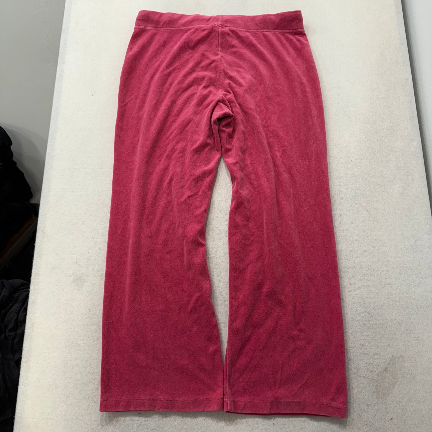 Vintage Juicy Couture Women's Rose Pink Velour Flared Wide Leg Track Pant Size L