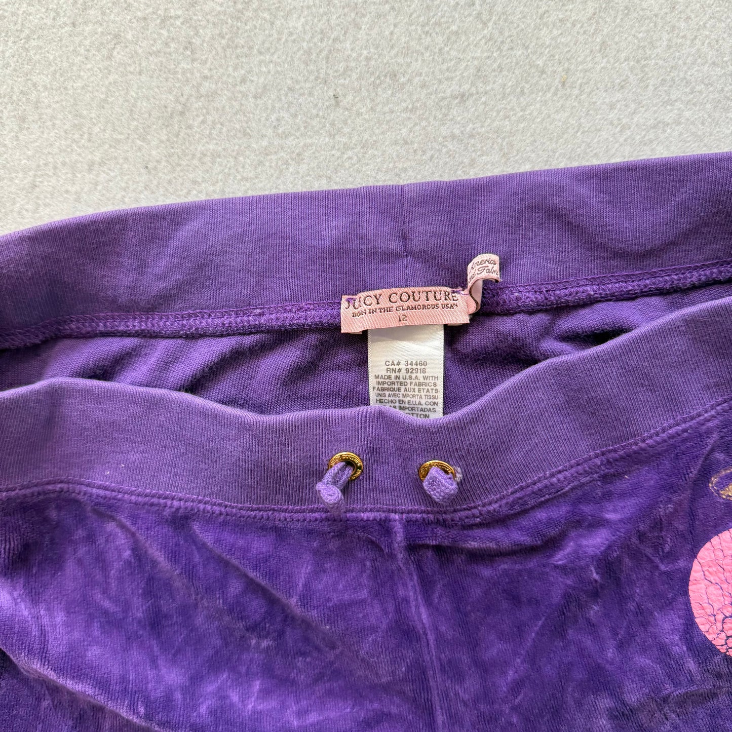 Juicy Couture Women's Royal Purple Velour Flared Track Pant Drawstring Size 12
