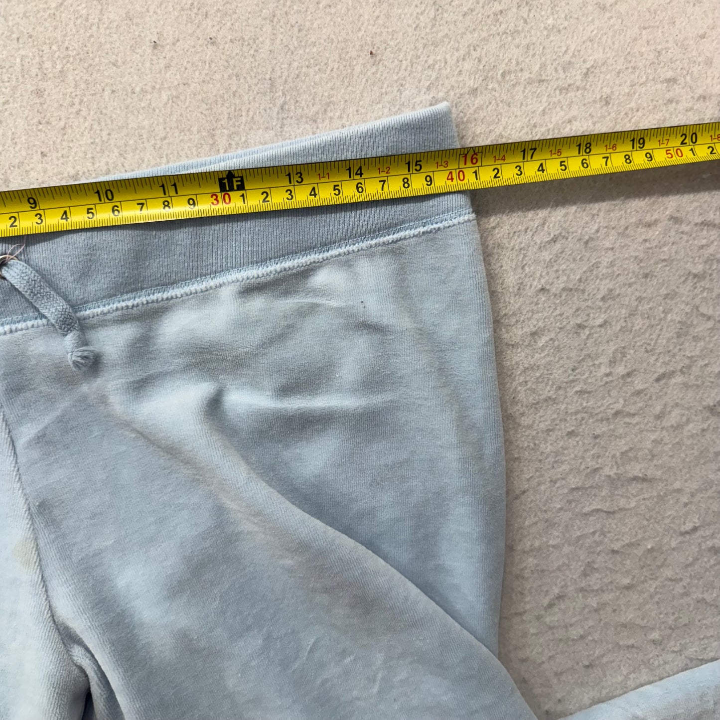 2003 Vintage Juicy Couture Womens Light Blue Velour Flared Track Y2k Pant Size L