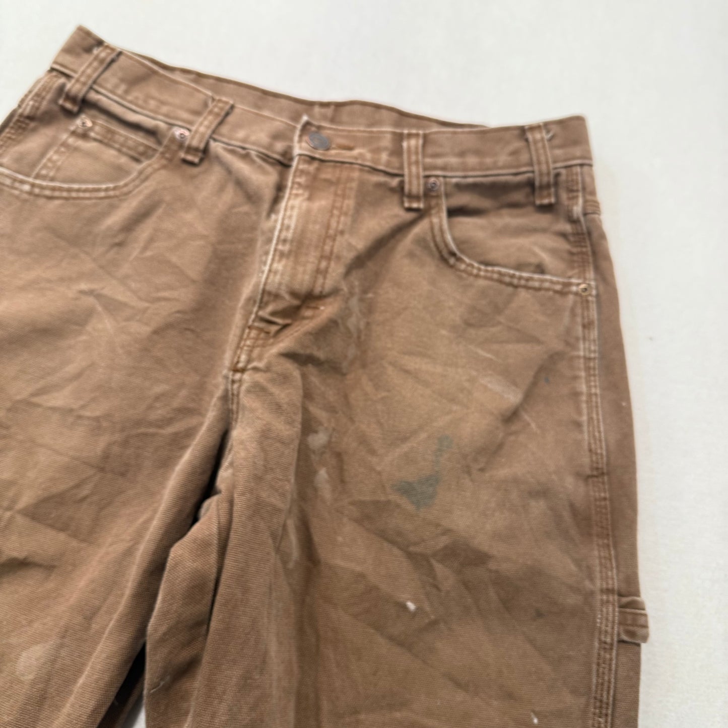 Dickies Men's Brown Canvas Carpenter Pants Workwear Straight Leg Size 32 x 32