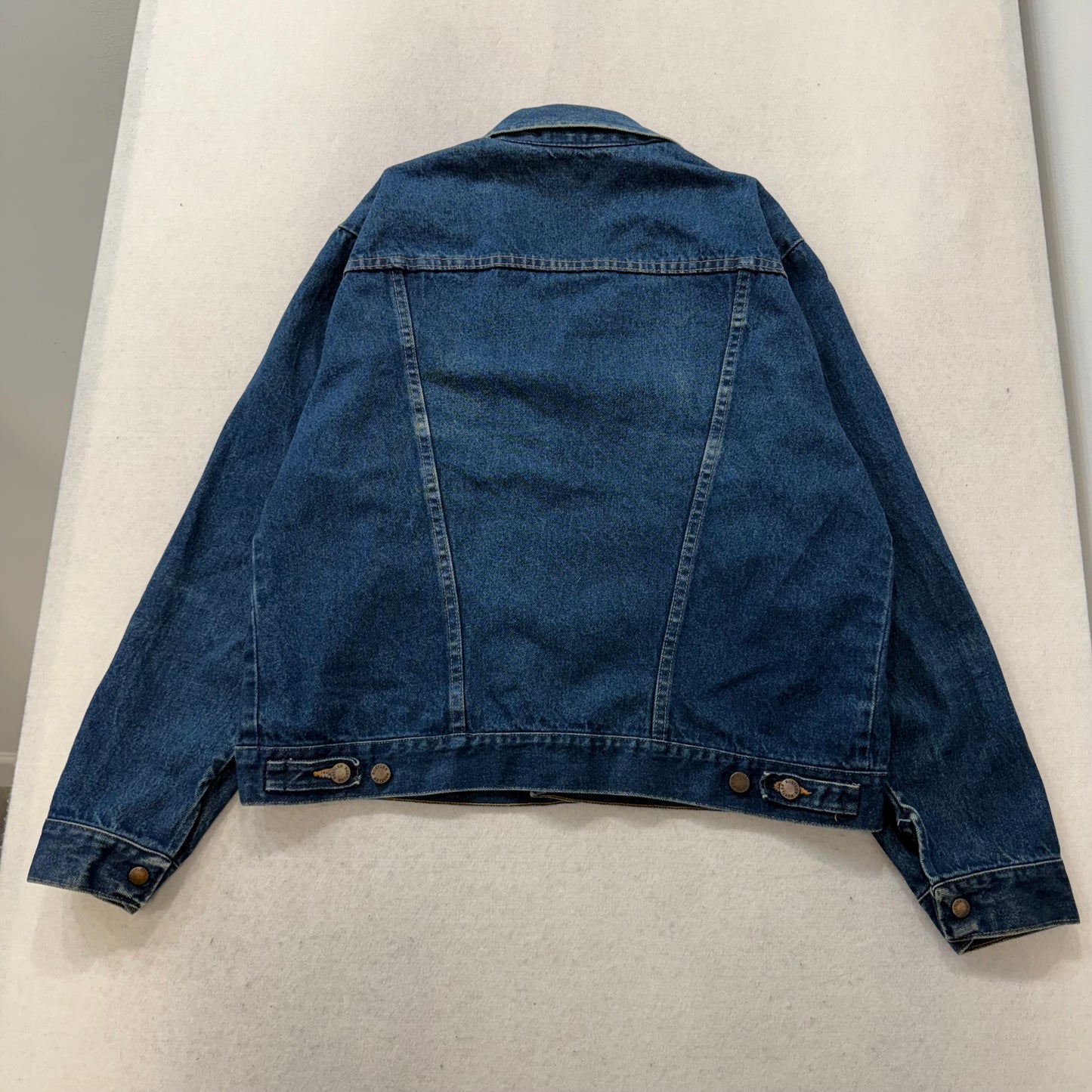 Vintage Rustler Men's Blue Dark Wash Denim Trucker Jacket 100% Cotton Size XL