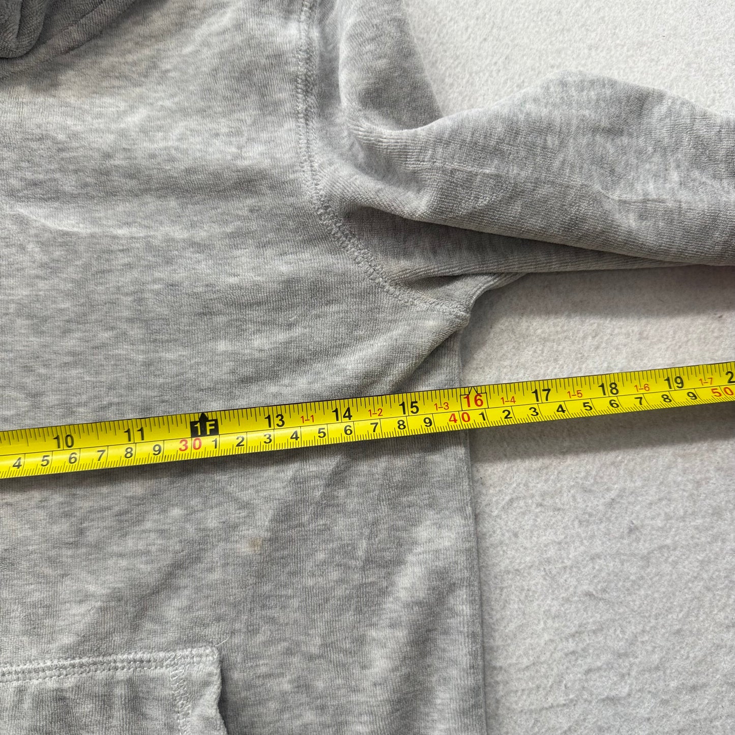 Vintage Juicy Couture Women's Heather Gray Velour Zip-Up Hoodie Pockets Size S