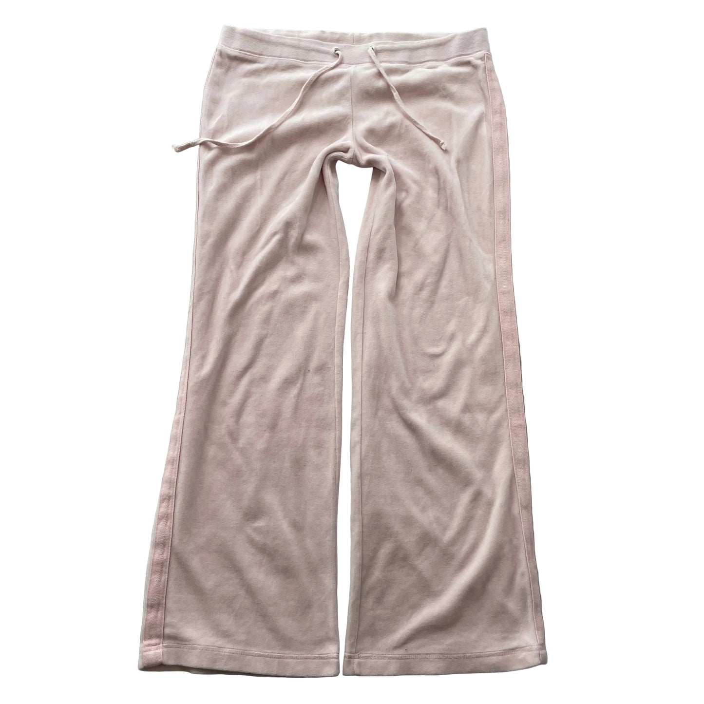 Juicy Couture Women's Light Pink Velour Flared Track Pants Drawstring Y2K Size M