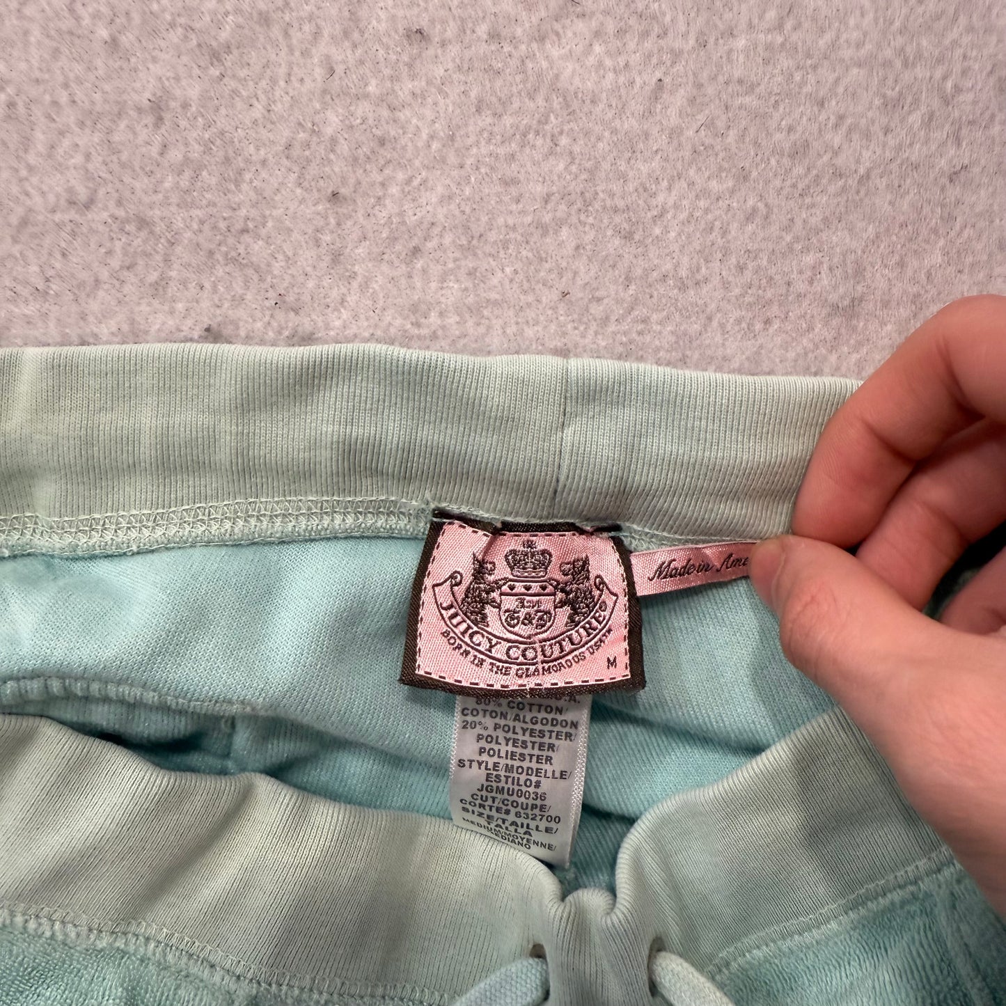 Juicy Couture Womens Seafoam Green Terrycloth Capri Pant Snap Flap Pocket Size M