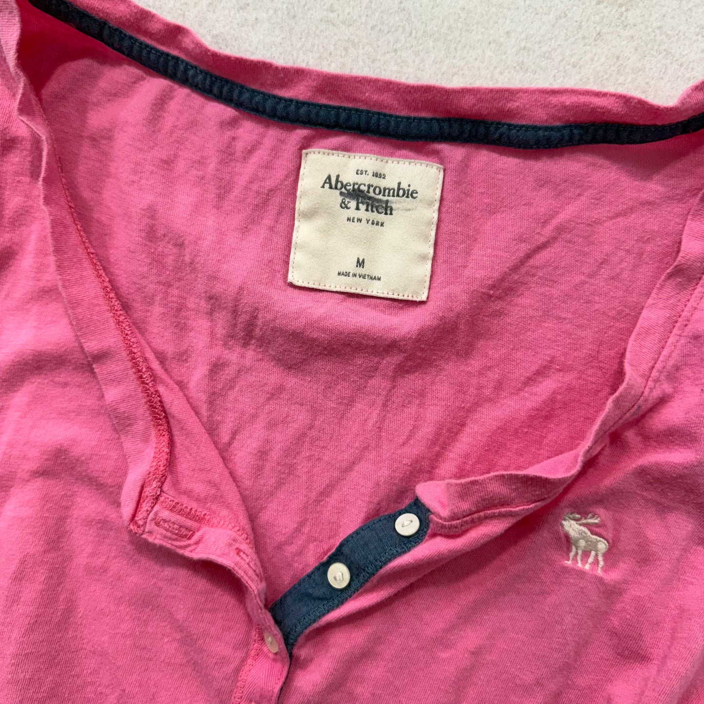 Abercrombie & Fitch Women's Rose Pink Cotton Henley Tank Top Sleeveless Size M