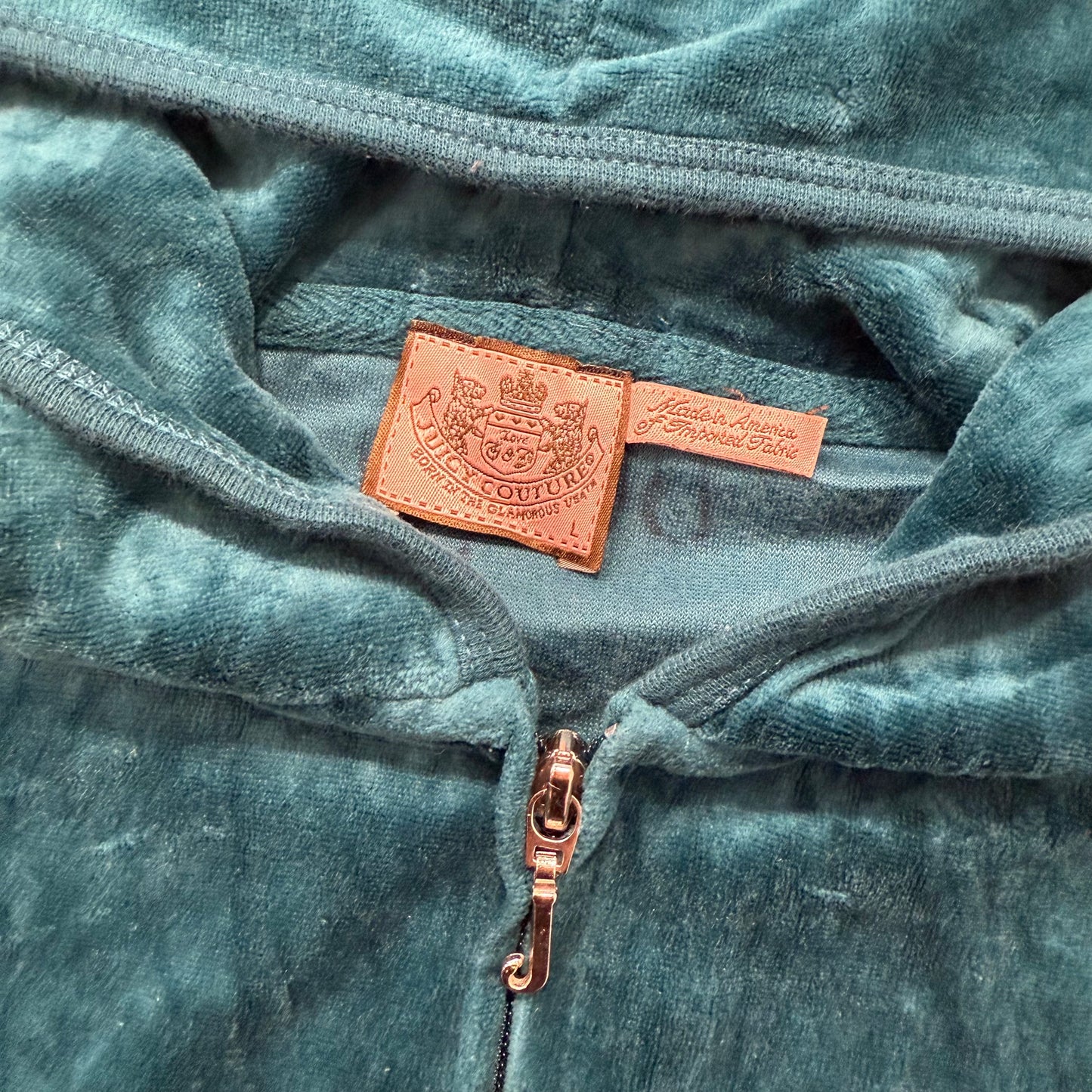 Vintage Juicy Couture "Scottie Dogs" Women's Deep Lagoon Full Zip Hoodie Size L