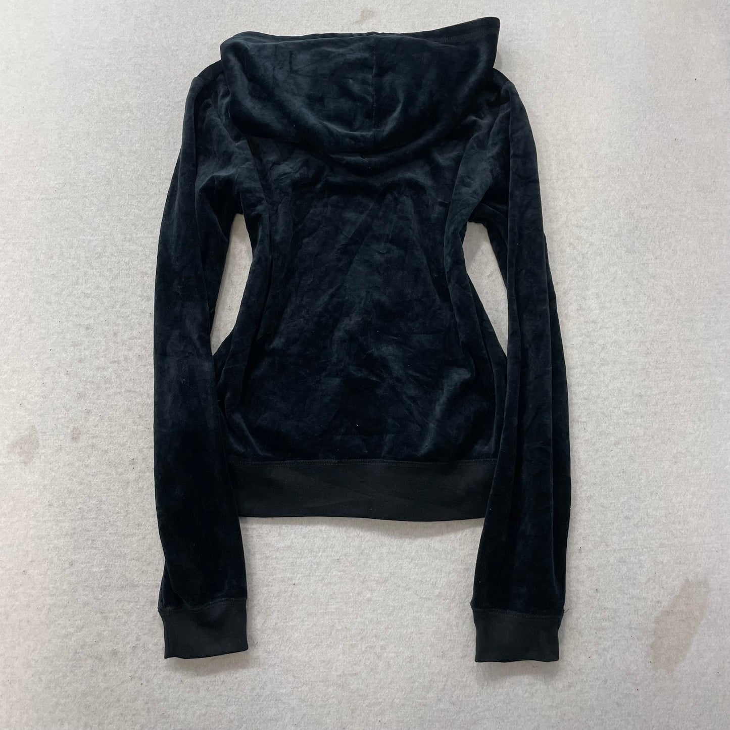 Vintage Juicy Couture Womens Charcoal Velour Zip-Up Hoodie Loungewear Y2k Size L