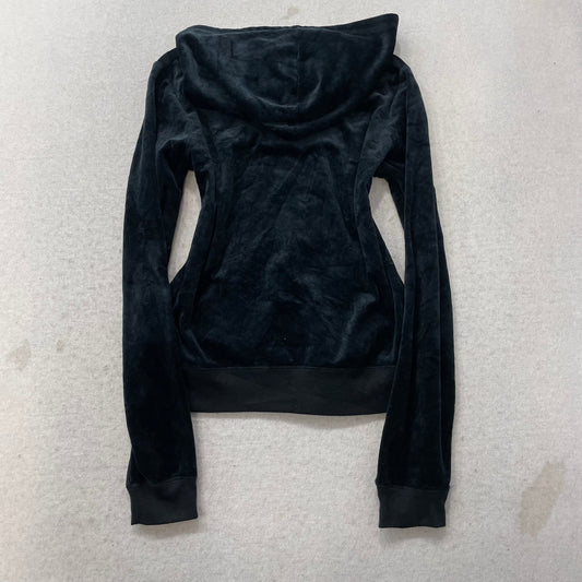 Vintage Juicy Couture Womens Charcoal Velour Zip-Up Hoodie Loungewear Y2k Size L